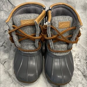 Sperry Kids Gray and Brown Rain Boots